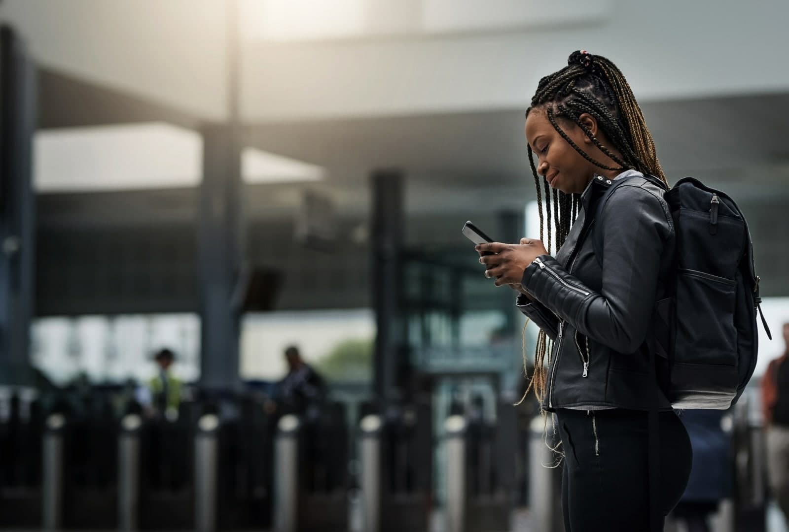 young lady on phone