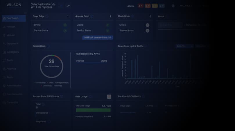 System screen showing uplink and downlink cell signal readings