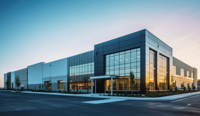 Modern office campus demonstrating the need for multi-building DAS connectivity solutions to ensure reliable cellular coverage across facilities.